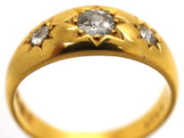 Victorian 18ct Gold Three Stone Diamond Gypsy Ring