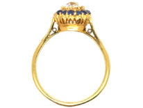 Edwardian 18ct Gold, Diamond & Sapphire Cluster Ring