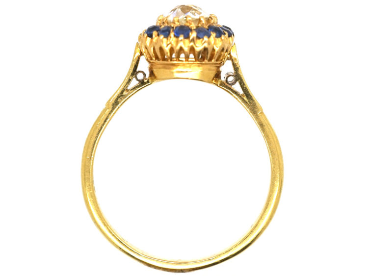 Edwardian 18ct Gold, Diamond & Sapphire Cluster Ring