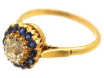 Edwardian 18ct Gold, Diamond & Sapphire Cluster Ring