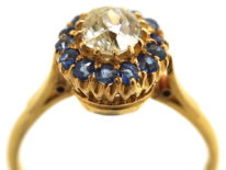Edwardian 18ct Gold, Diamond & Sapphire Cluster Ring