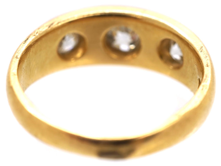 Victorian 18ct Gold Three Stone Diamond Gypsy Ring