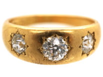 Victorian 18ct Gold Three Stone Diamond Gypsy Ring