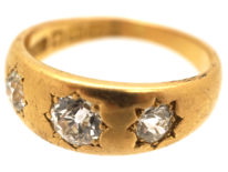 Victorian 18ct Gold Three Stone Diamond Gypsy Ring