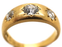 Victorian 18ct Gold Three Stone Diamond Gypsy Ring