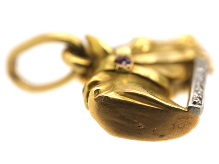 18ct Gold & Gem Set Pendant of a Horse's Head