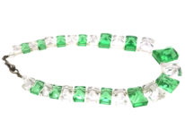Art Deco Green & White Glass Necklace