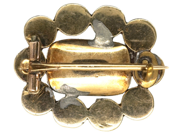 Georgian 9ct Gold & Coral Lace Brooch