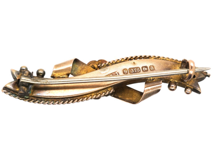 Victorian 9ct Gold & Split Pearl Buckle Brooch