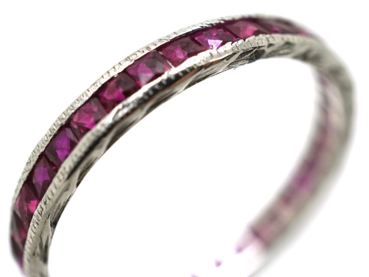 Art Deco 18ct White Gold Ruby Eternity Ring