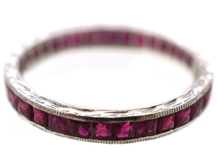 Art Deco 18ct White Gold Ruby Eternity Ring