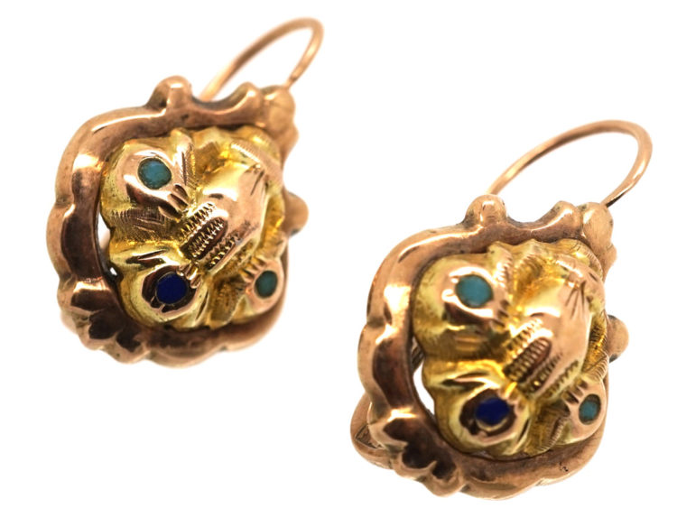 Georgian 15ct Gold Earrings With Hand Motif