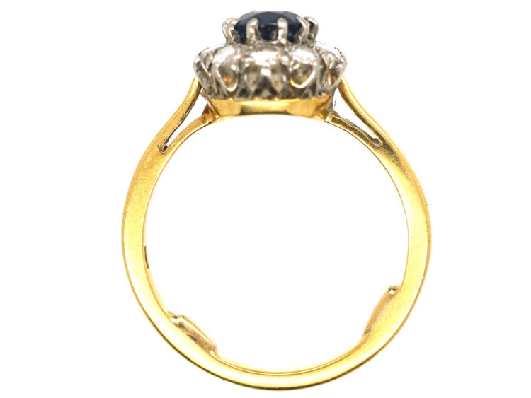 18ct Gold & Platinum, Sapphire & Diamond Oval Cluster Ring