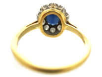 18ct Gold & Platinum, Sapphire & Diamond Oval Cluster Ring