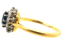 18ct Gold & Platinum, Sapphire & Diamond Oval Cluster Ring