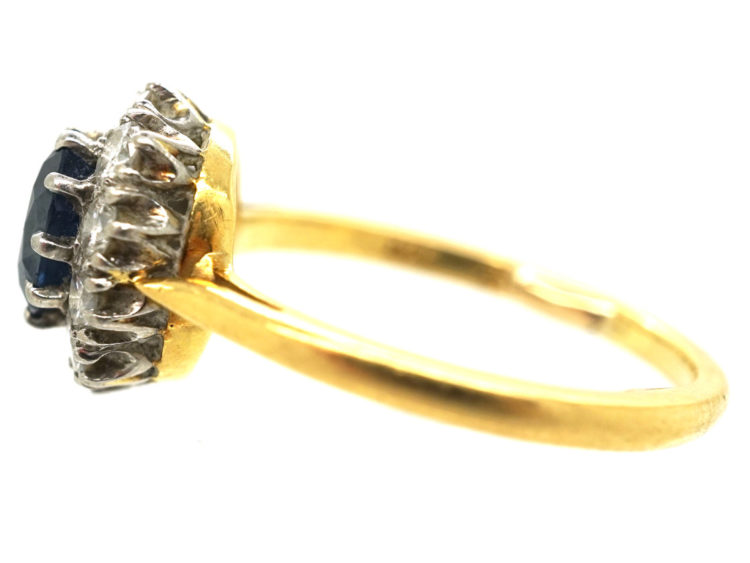 18ct Gold & Platinum, Sapphire & Diamond Oval Cluster Ring