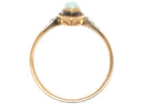 Edwardian 14ct Gold, Opal & Rose Diamond Marquise Ring