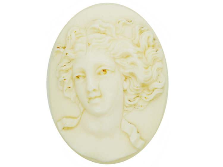 Victorian Carved Ivory cameo Brooch of a Lady