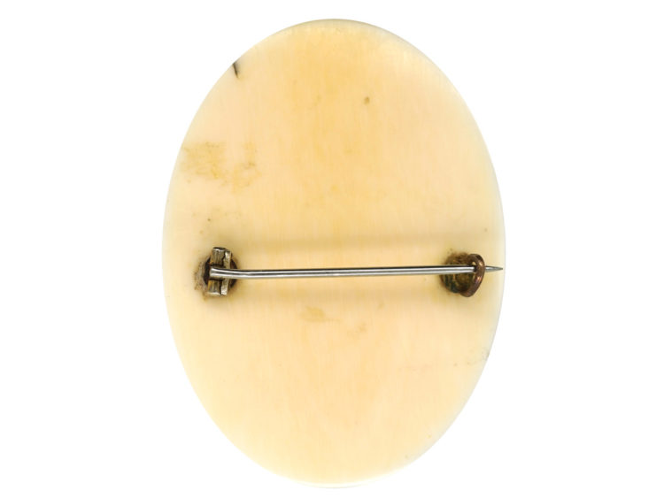 Victorian Carved Ivory cameo Brooch of a Lady