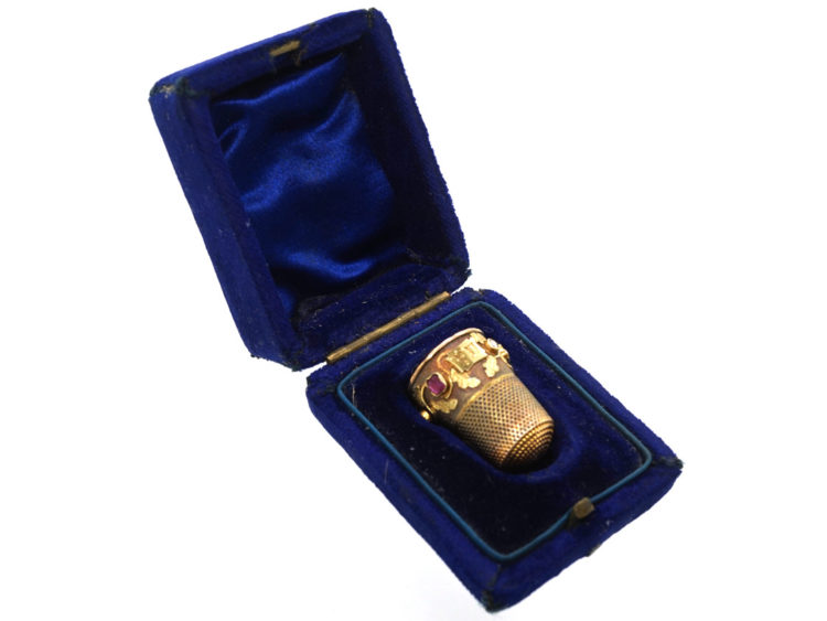 Victorian 15ct Gold Thimble with Stones that Spell Regard