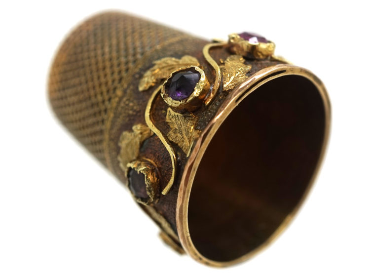 Victorian 15ct Gold Thimble with Stones that Spell Regard