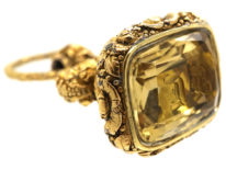 Large Late Georgian Seal with Citrine Base on Original Split Ring