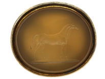 Victorian 15ct Gold Seal with Agate Intaglio of a Horse