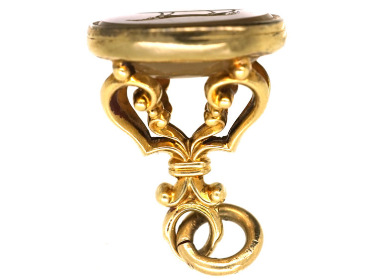 Victorian 15ct Gold Seal with Agate Intaglio of a Horse