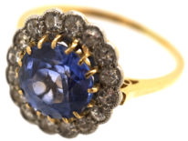 Edwardian Sapphire & Diamond Cluster Ring