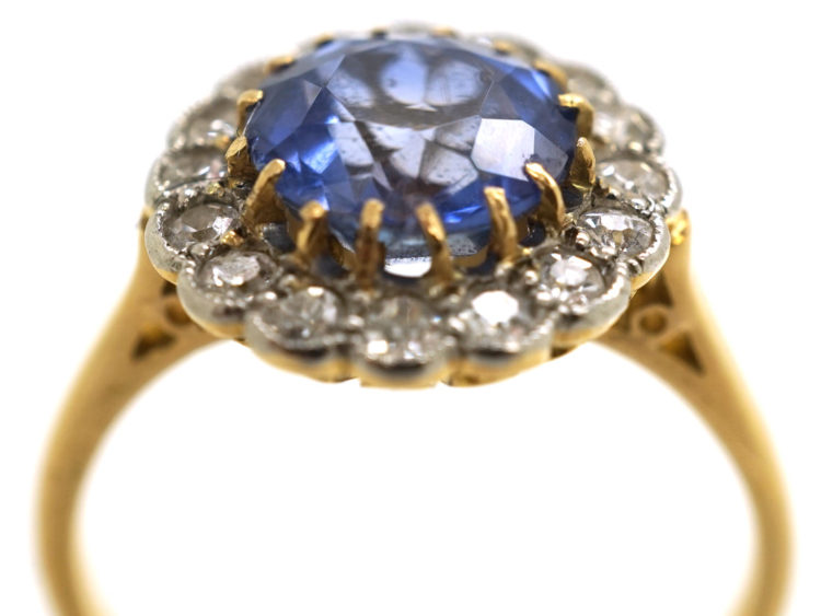 Edwardian Sapphire & Diamond Cluster Ring
