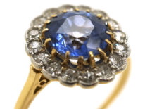 Edwardian Sapphire & Diamond Cluster Ring