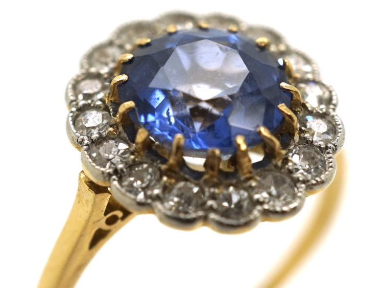 Edwardian Sapphire & Diamond Cluster Ring