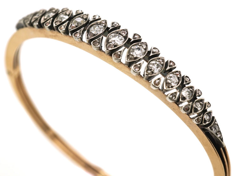 Edwardian 15ct Gold & Diamond Bangle