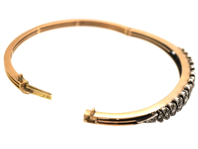 Edwardian 15ct Gold & Diamond Bangle