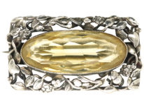 Arts & Crafts Silver & Citrine Brooch