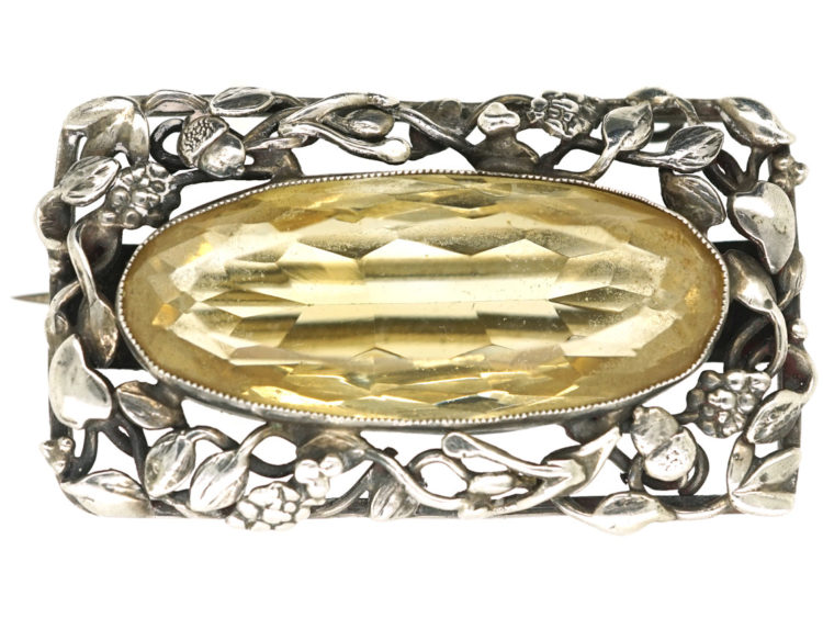 Arts & Crafts Silver & Citrine Brooch