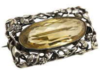 Arts & Crafts Silver & Citrine Brooch