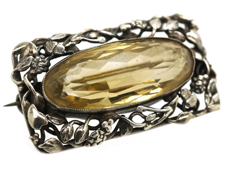 Arts & Crafts Silver & Citrine Brooch