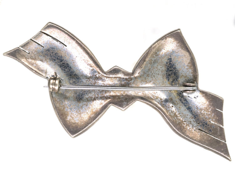 Silver & Paste Bow Brooch
