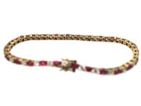 Silver & Gold, Red & White Paste Line Bracelet