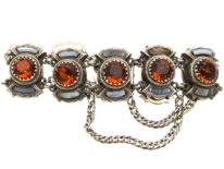 Victorian Scottish Silver & Grey Agate Bracelet