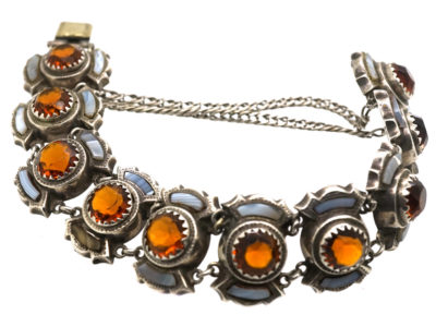 Victorian Scottish Silver & Grey Agate Bracelet