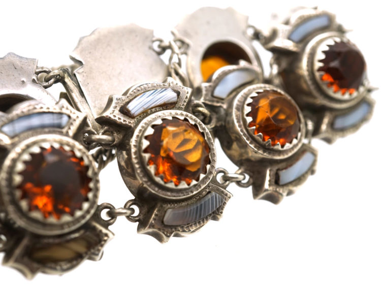 Victorian Scottish Silver & Grey Agate Bracelet