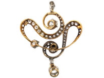 Art Nouveau Platinum & 15ct Gold Diamond Pendant