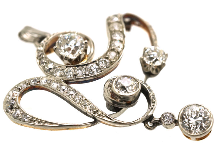 Art Nouveau Platinum & 15ct Gold Diamond Pendant