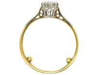 Art Deco 18ct Gold & Platinum, Diamond Solitaire Ring