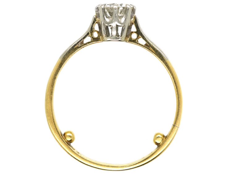 Art Deco 18ct Gold & Platinum, Diamond Solitaire Ring