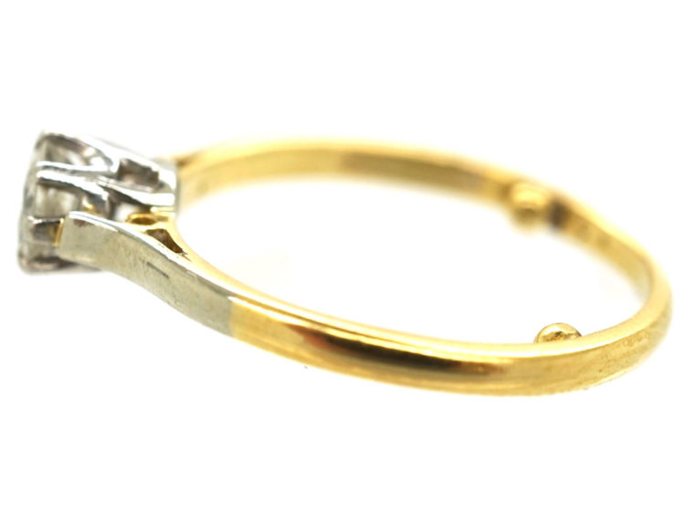 Art Deco 18ct Gold & Platinum, Diamond Solitaire Ring