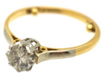 Art Deco 18ct Gold & Platinum, Diamond Solitaire Ring