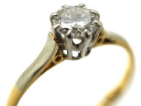 Art Deco 18ct Gold & Platinum, Diamond Solitaire Ring